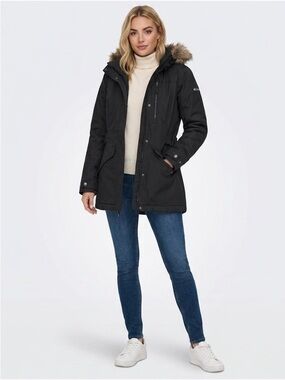 Columbia Black & Faux Fur Hooded Parka Cost Size Small